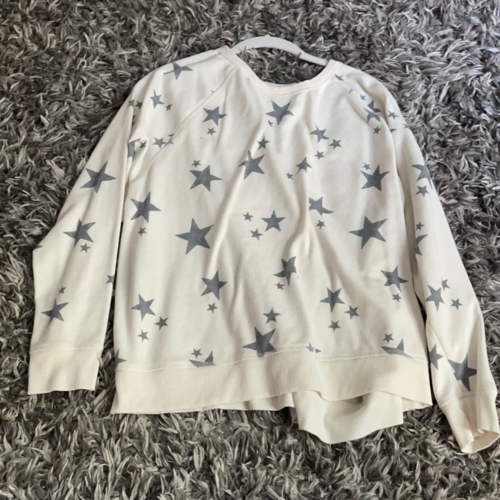 White and silver star print top